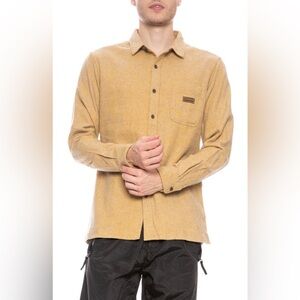 Vissla Woodshop Long Sleeve Button Up Flannel Shirt - Gold Coral - S